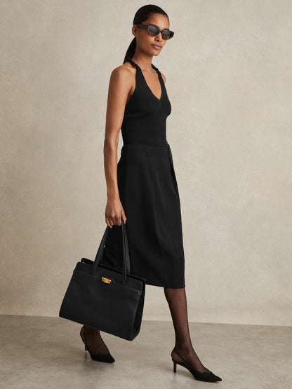 Reiss Affordable - Tailored Midi Suit Skirt in Black