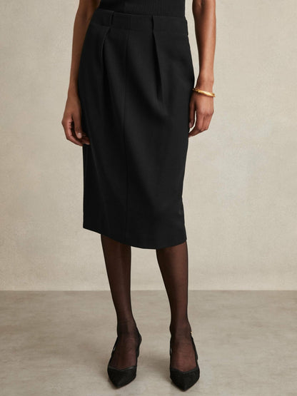 Reiss Affordable - Tailored Midi Suit Skirt in Black