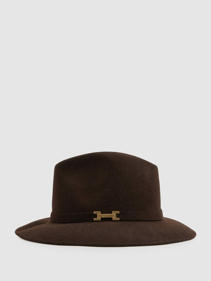 Reiss Offer - Wool Fedora in Chocolate