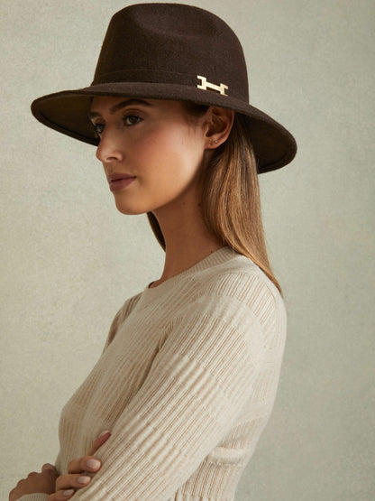 Reiss Offer - Wool Fedora in Chocolate
