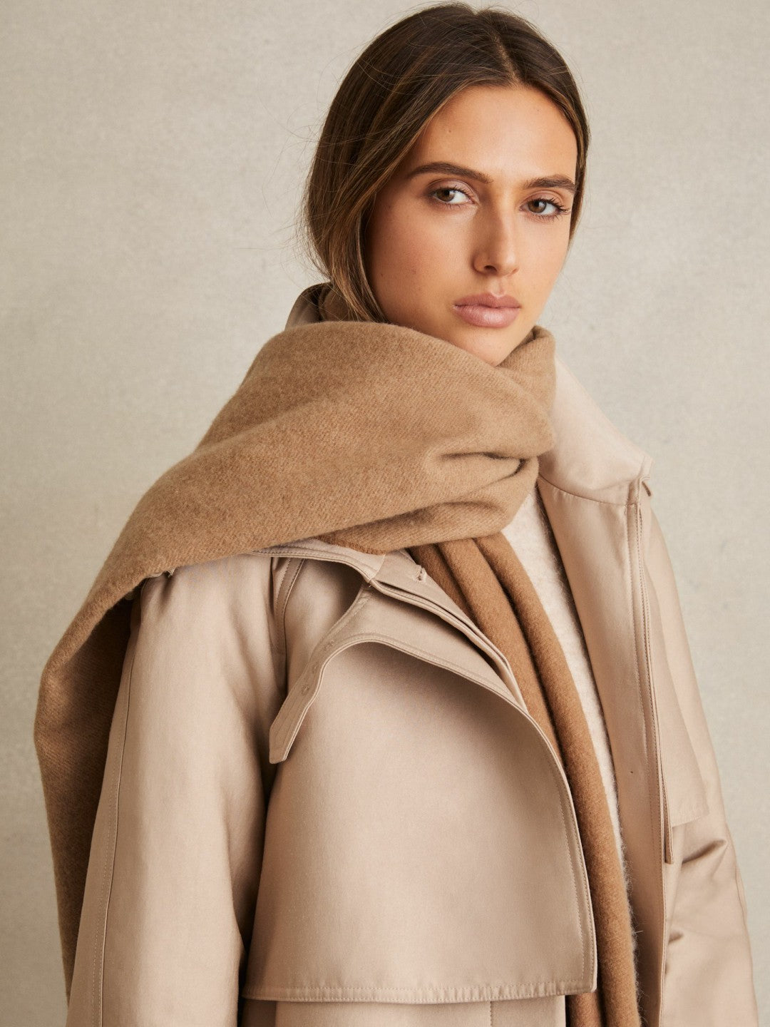 Reiss Savings - Wool-Cashmere Scarf in Biscuit