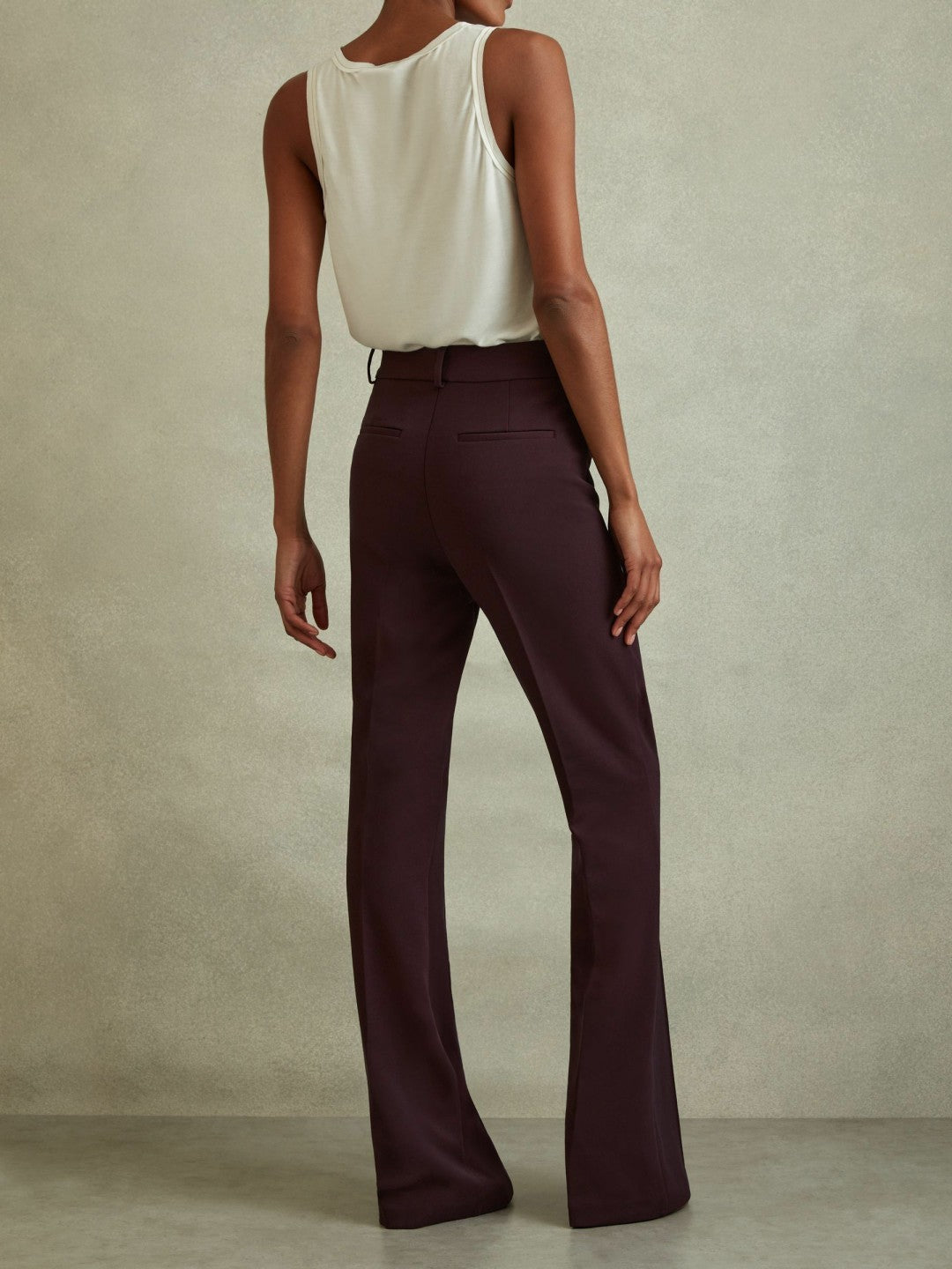 Reiss Petite Flared Suit Trousers in Berry
