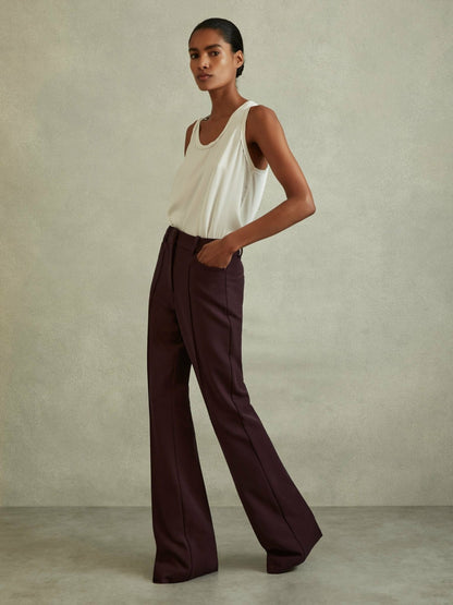 Reiss Petite Flared Suit Trousers in Berry