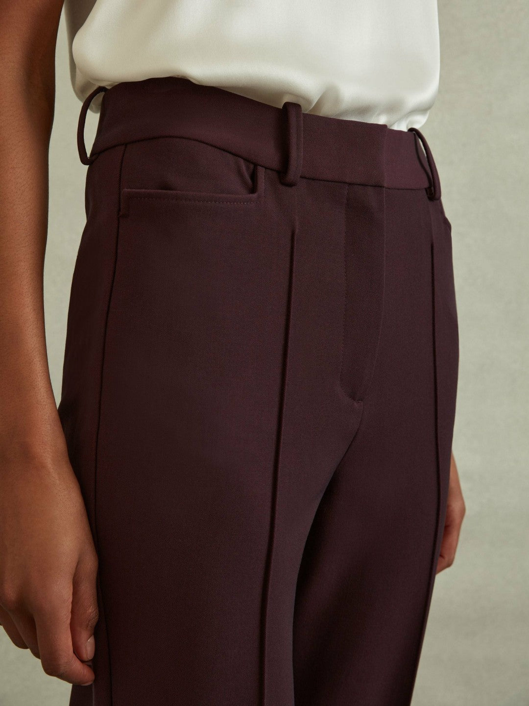 Reiss Petite Flared Suit Trousers in Berry