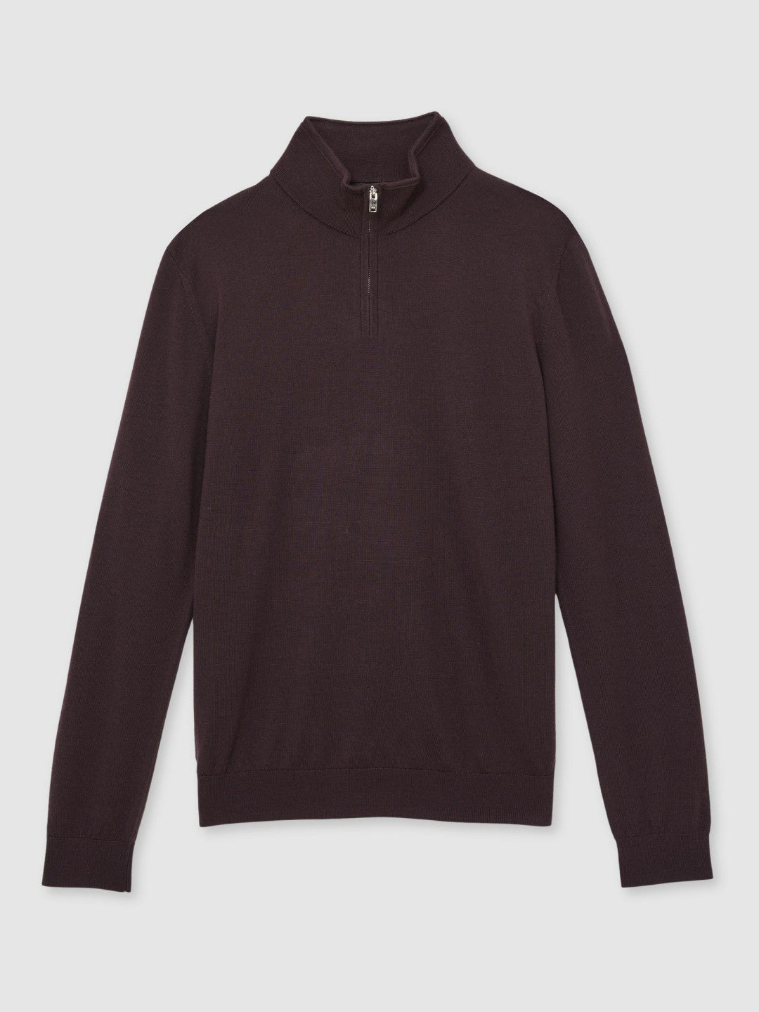 Reiss Sale - Merino Wool Half-Zip Jumper in Dark Bordeaux
