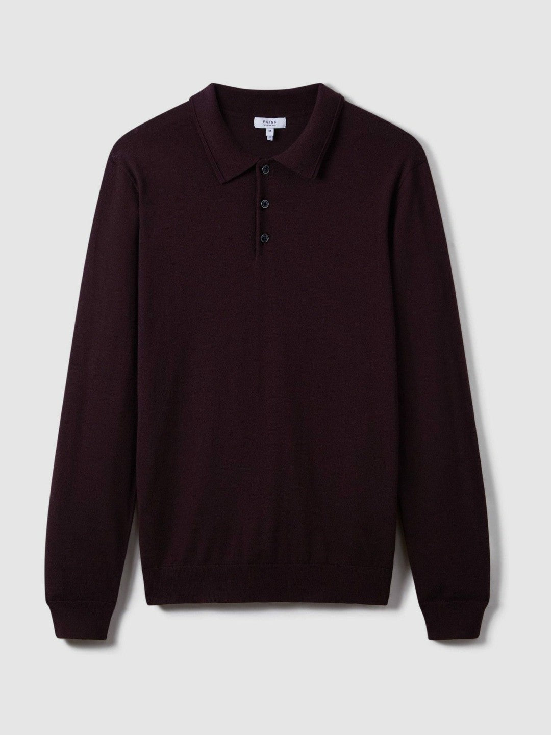 Reiss Popular Choice - Merino Wool Polo Shirt in Dark Bordeaux