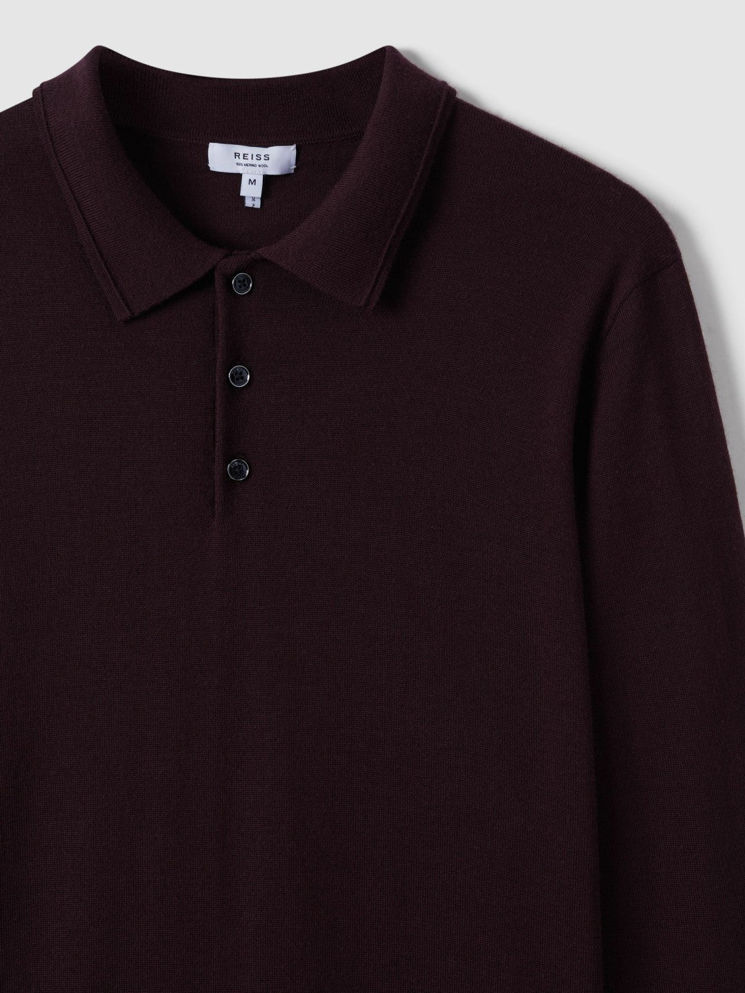 Reiss Popular Choice - Merino Wool Polo Shirt in Dark Bordeaux