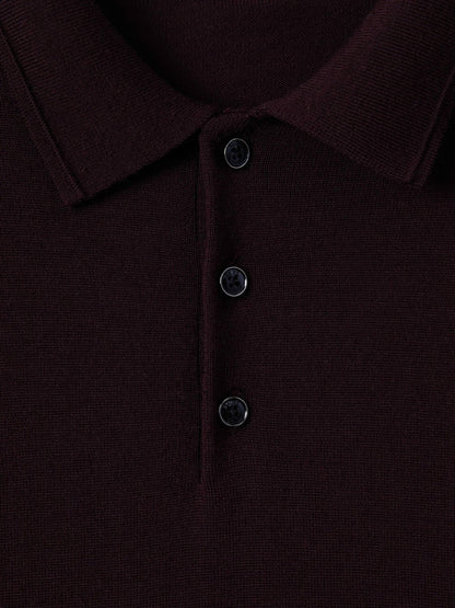 Reiss Popular Choice - Merino Wool Polo Shirt in Dark Bordeaux