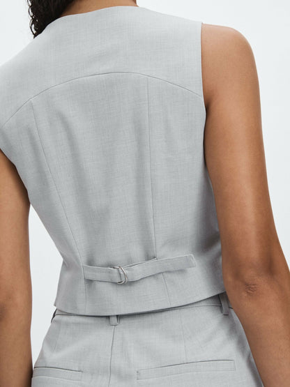 Reiss Offer - Good American Sharkskin Suit Waistcoat in Heather Grey