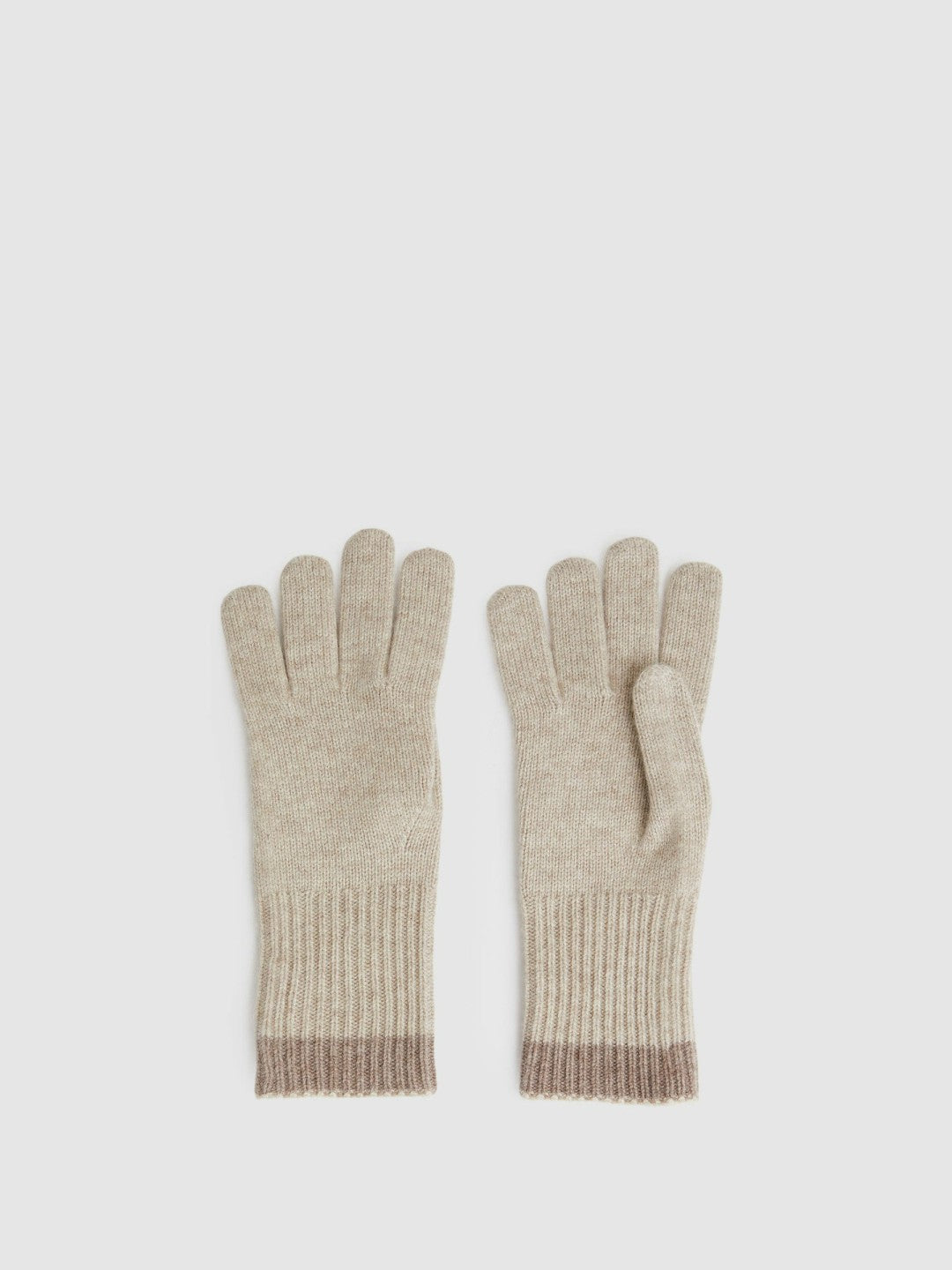 Reiss Value - Wool Blend Tipped Gloves in Taupe