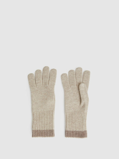 Reiss Value - Wool Blend Tipped Gloves in Taupe