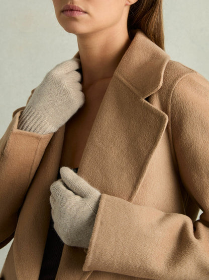 Reiss Value - Wool Blend Tipped Gloves in Taupe