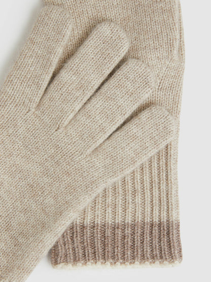 Reiss Value - Wool Blend Tipped Gloves in Taupe