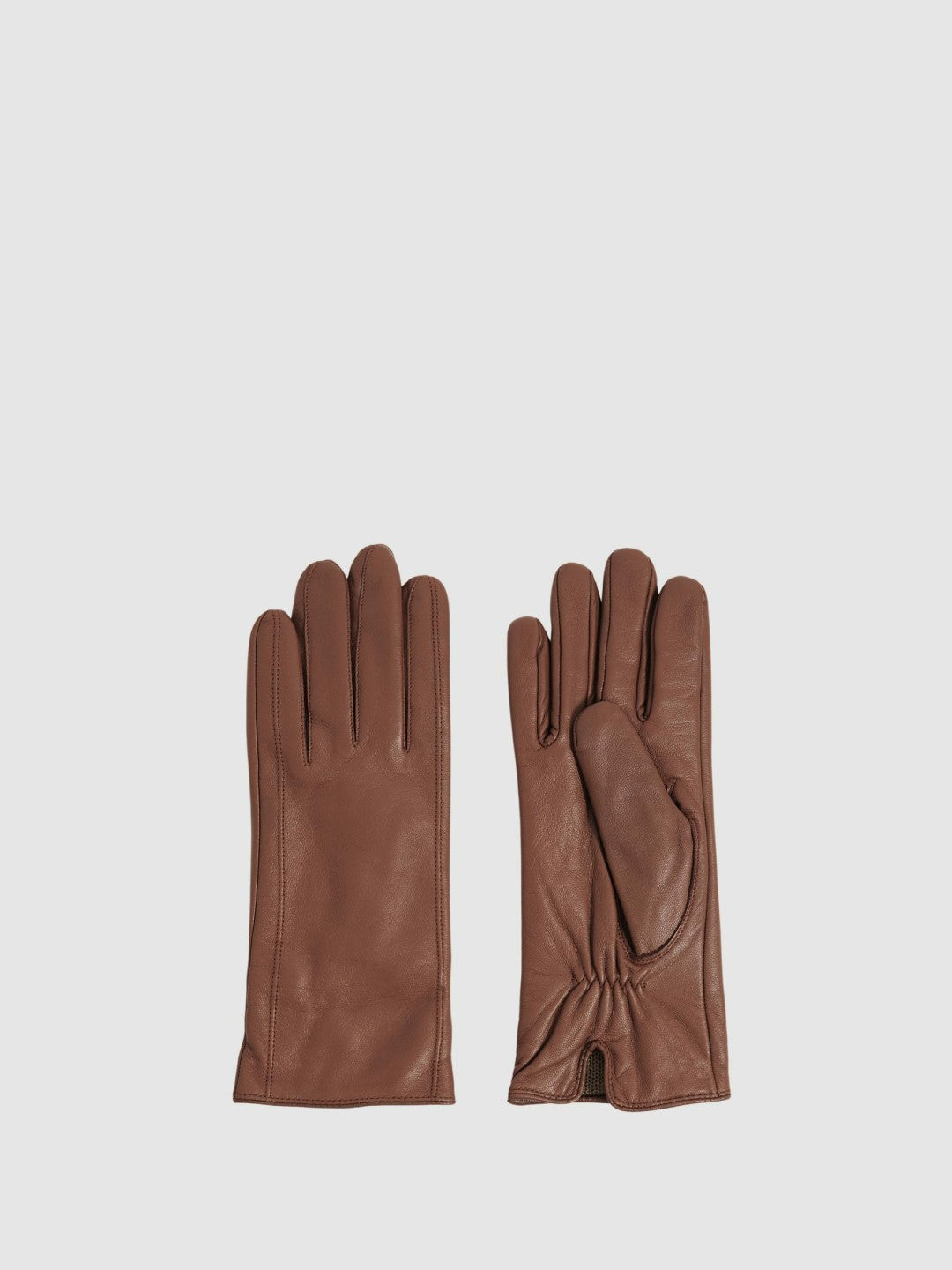 Reiss Deal - Leather Gloves in Tan