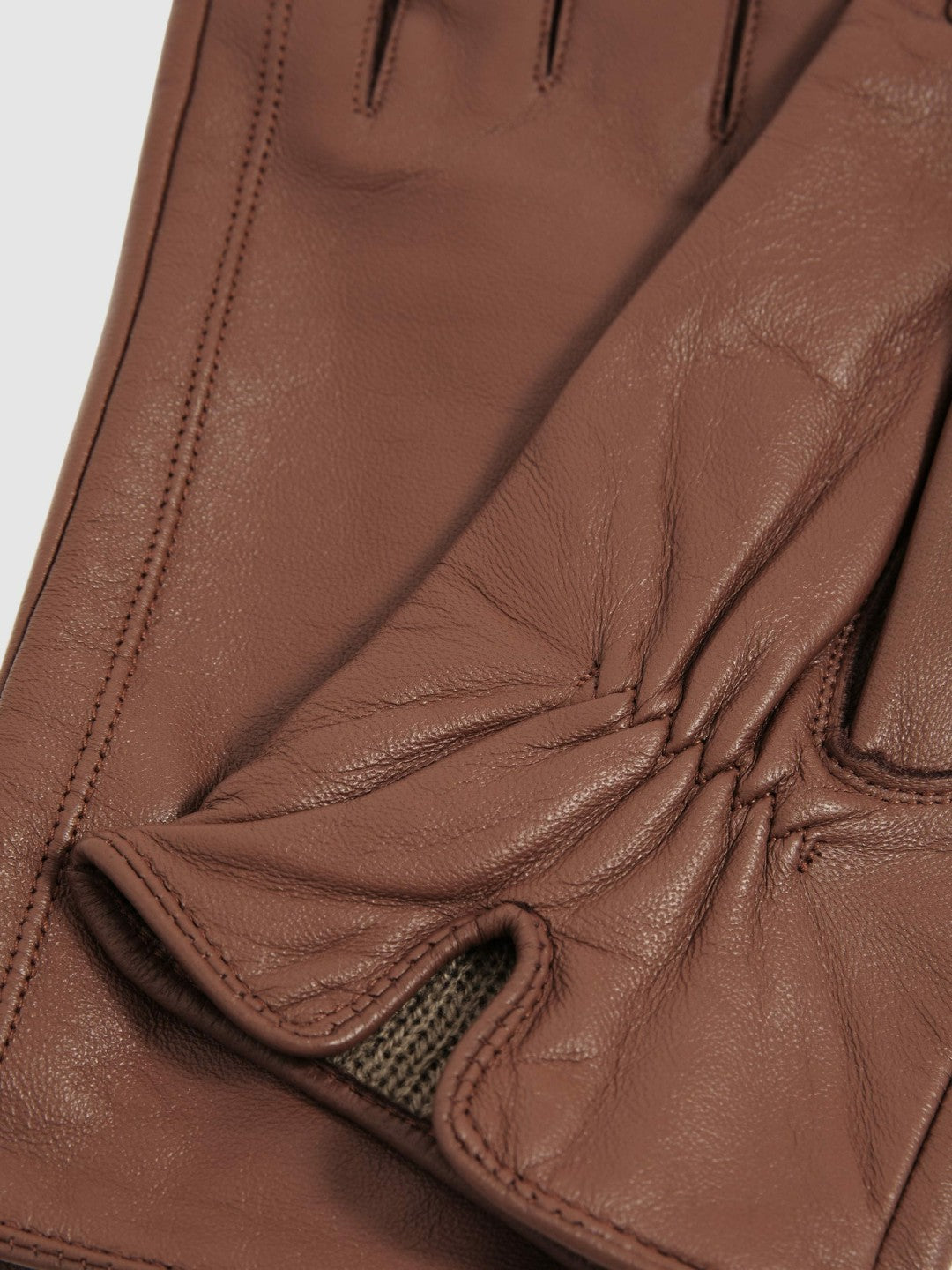 Reiss Deal - Leather Gloves in Tan