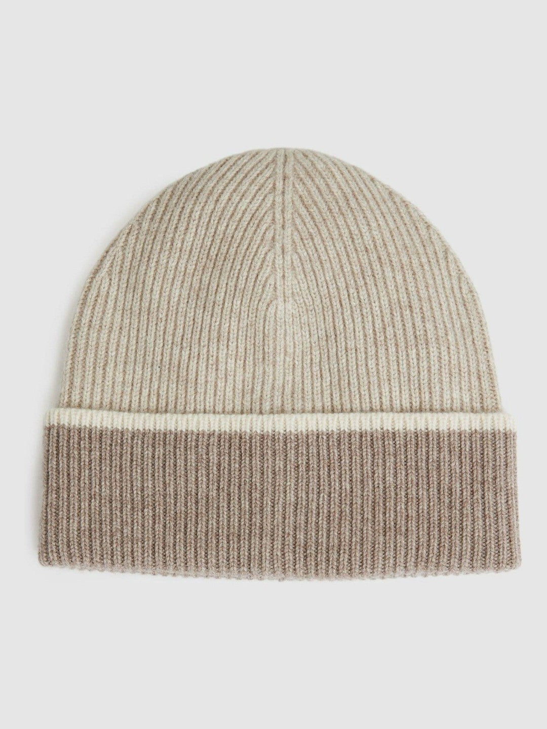 Reiss Popular Choice - Wool Blend Tipped Beanie in Taupe