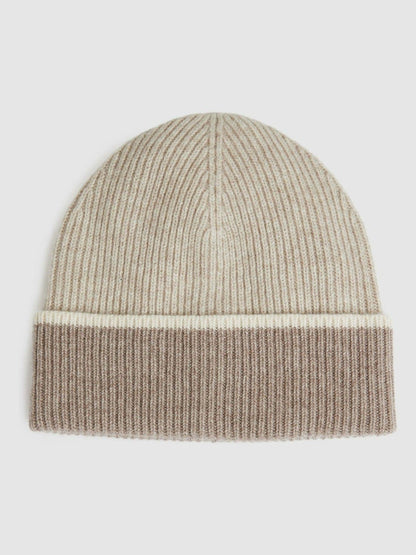 Reiss Popular Choice - Wool Blend Tipped Beanie in Taupe