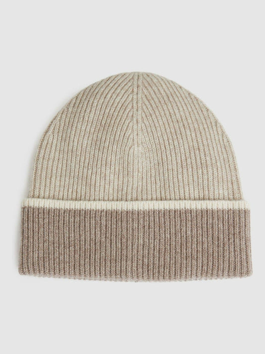 Reiss Popular Choice - Wool Blend Tipped Beanie in Taupe