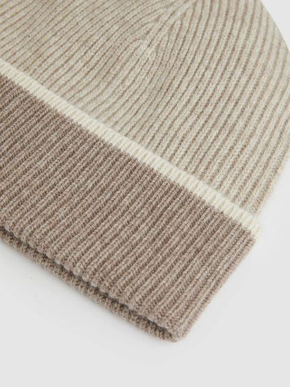Reiss Popular Choice - Wool Blend Tipped Beanie in Taupe