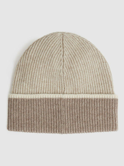 Reiss Popular Choice - Wool Blend Tipped Beanie in Taupe