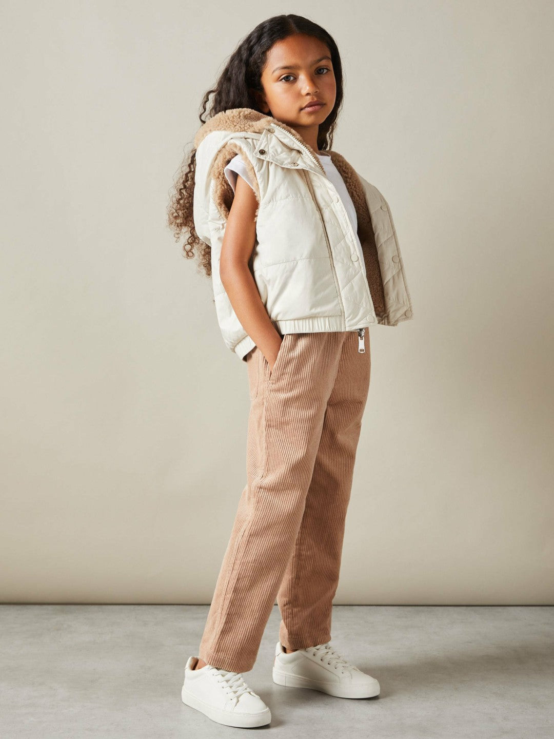 Reiss Savings - 4-9 yrs Reversible Quilted Borg Gilet in Brown