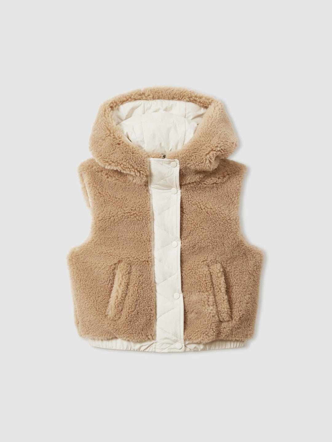 Reiss Savings - 4-9 yrs Reversible Quilted Borg Gilet in Brown