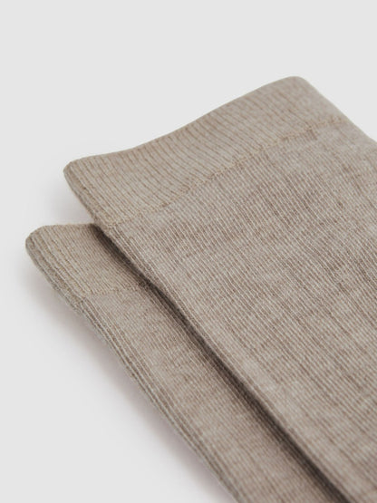 Reiss Offer - Cotton Blend Ribbed Loafer Socks in Neutral