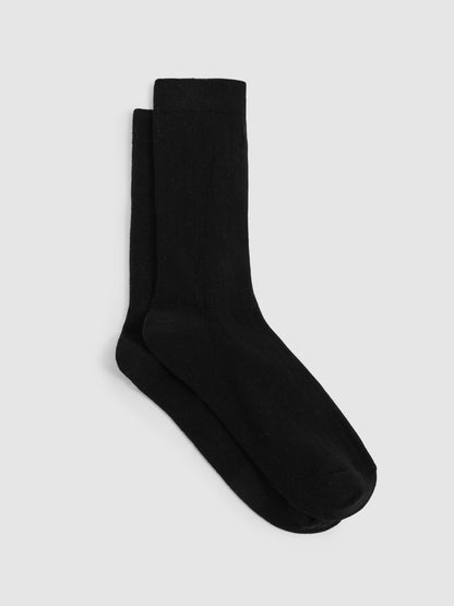 Reiss Affordable - Cotton Blend Ribbed Loafer Socks in Black
