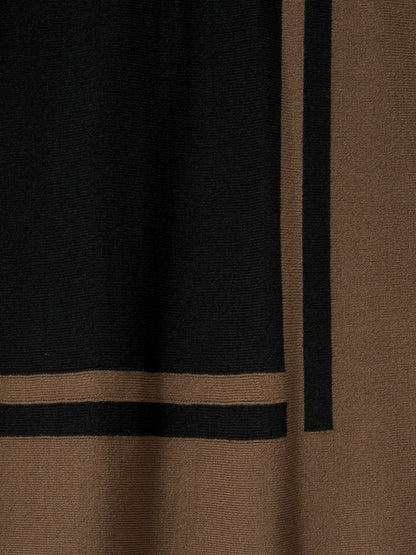 Reiss Offer - Colourblock Roll Neck Split Hem Jumper in Black/Mink