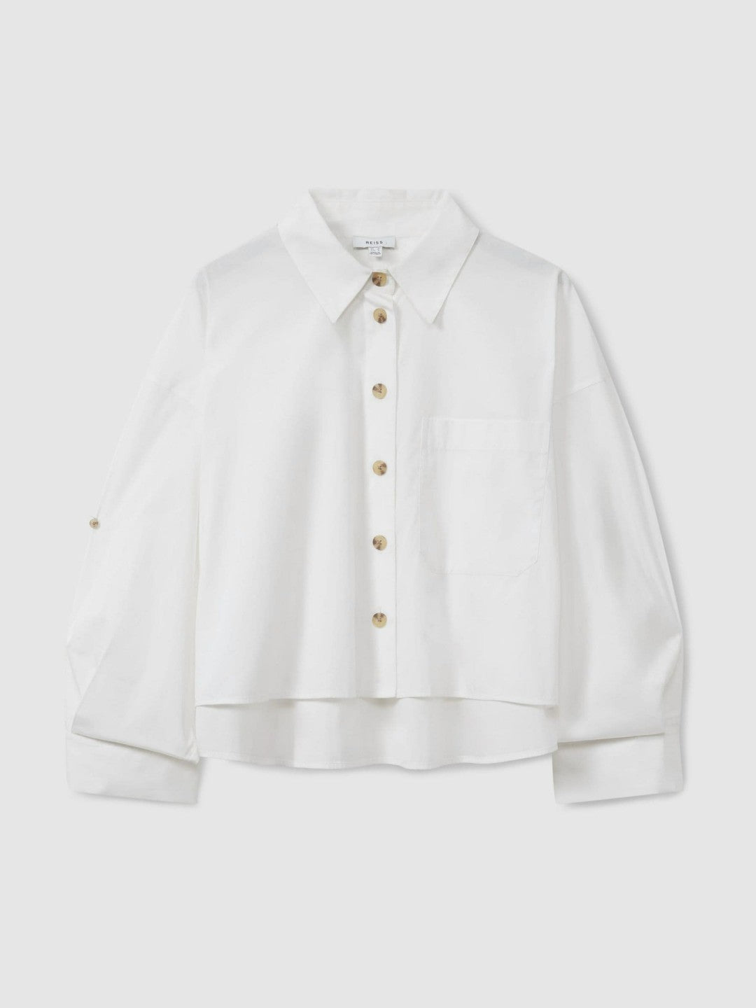 Reiss Deal - Oversize Cotton Cropped Shirt in White