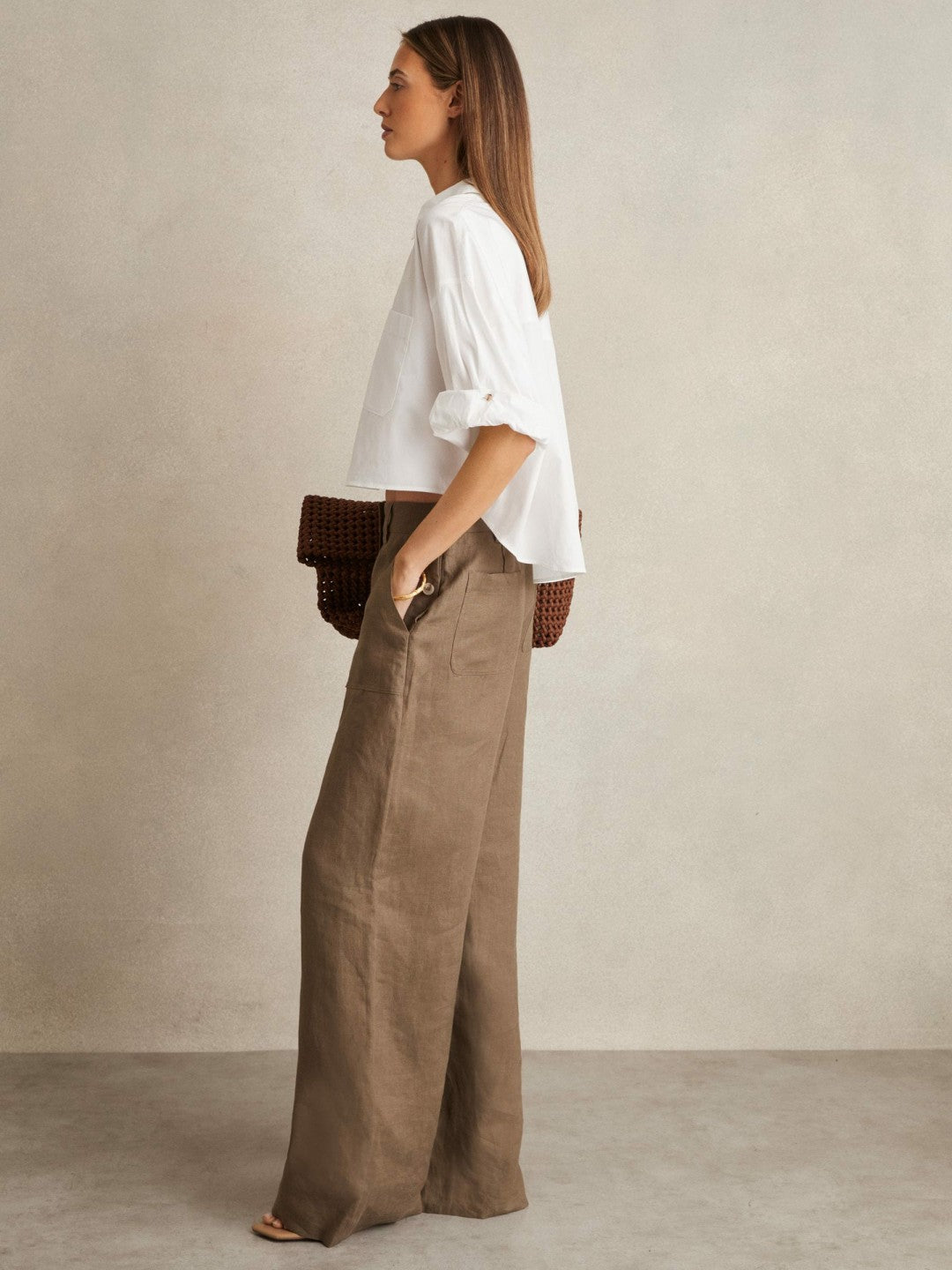 Reiss Deal - Oversize Cotton Cropped Shirt in White