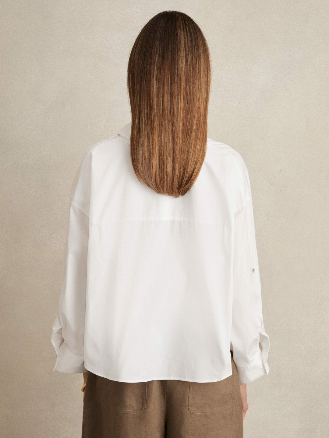 Reiss Deal - Oversize Cotton Cropped Shirt in White