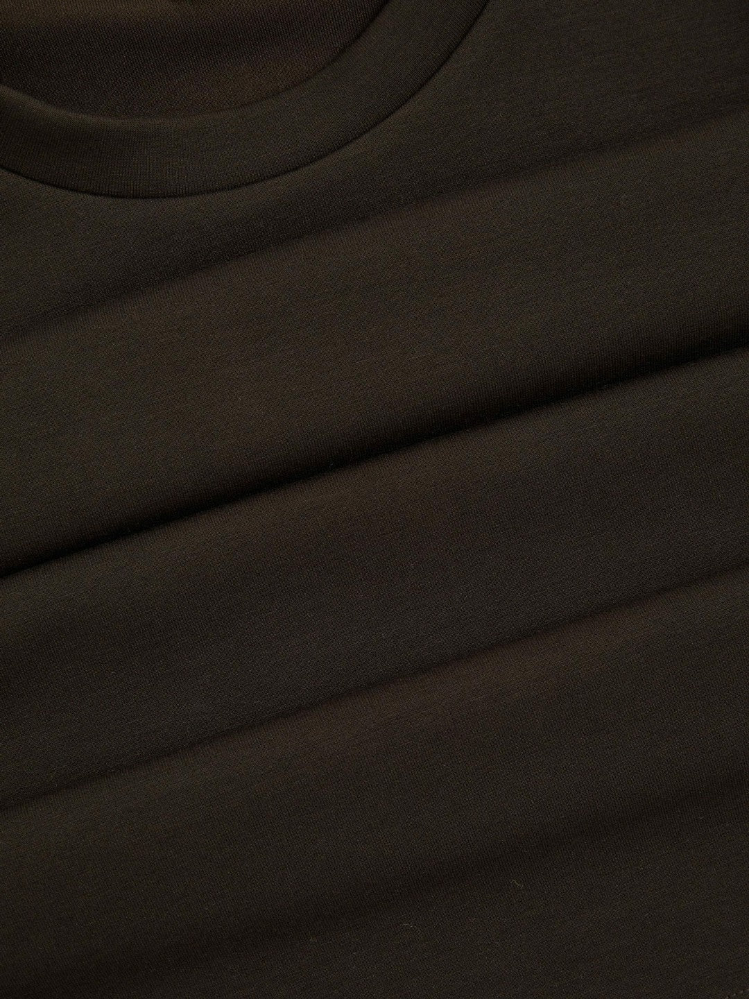 Reiss Interlock Jersey Crew Neck T-Shirt in Chocolate Brown