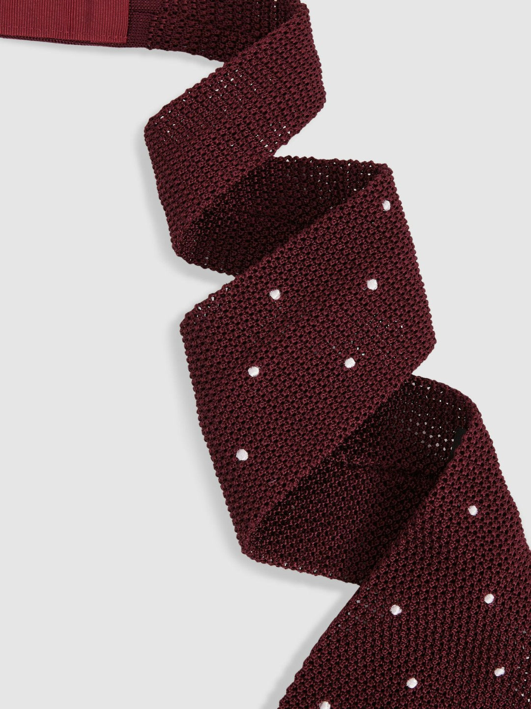 Reiss Value - Silk Knitted Pin-Dot Tie in Burgundy