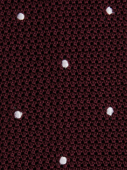Reiss Value - Silk Knitted Pin-Dot Tie in Burgundy