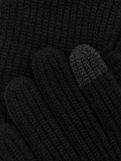 Reiss Featured - Ribbed-Merino Touchscreen Gloves in Black