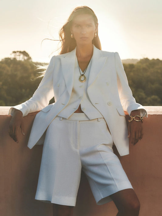 Reiss Savings - Linen-Blend Bermuda Shorts in White
