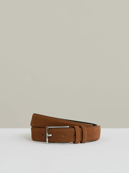 Reiss Offer - Suede Belt in Light Tan