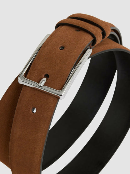 Reiss Offer - Suede Belt in Light Tan