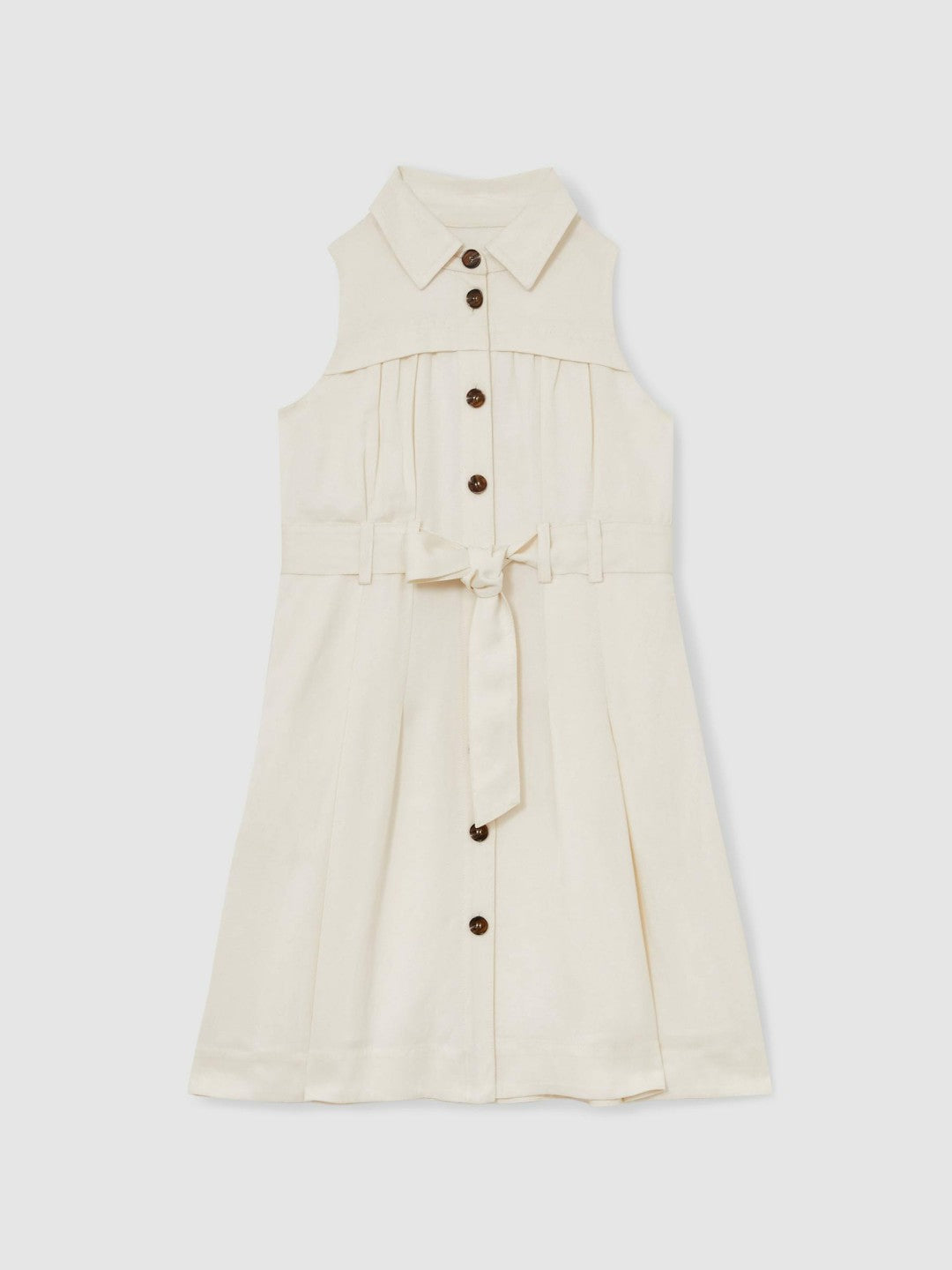 Reiss Sale - 13-14 yrs Tie-Waist Collared Dress in Ivory