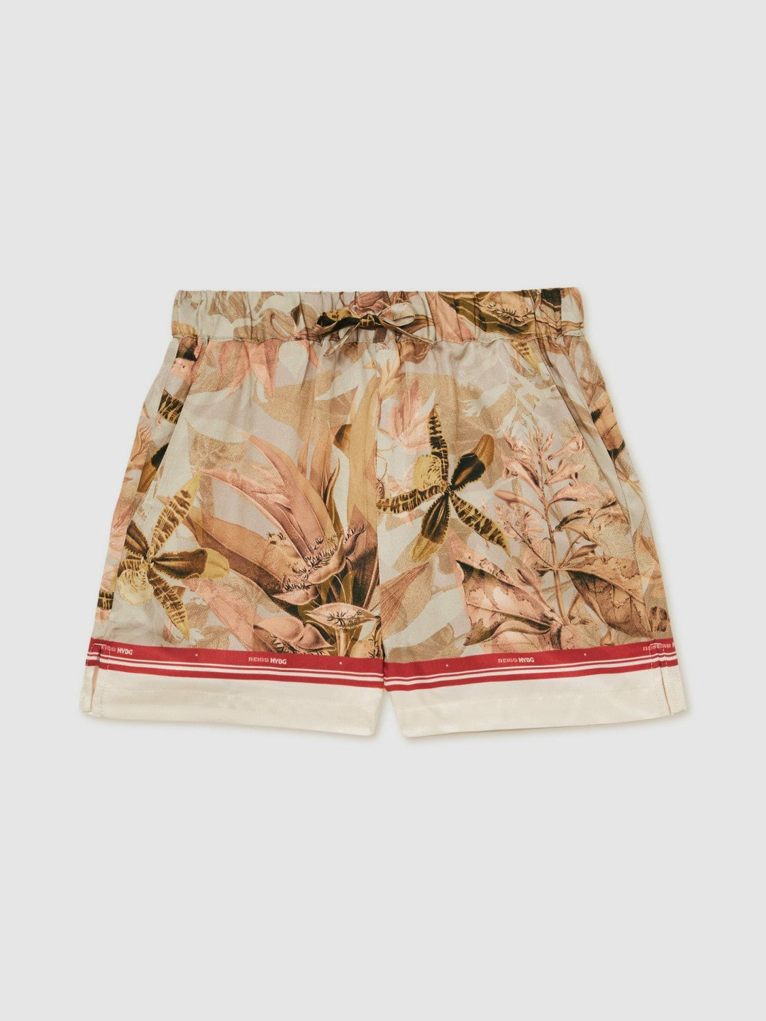Reiss Deal - 13-14 yrs  | NYBG Satin Floral-Print Shorts in Khaki