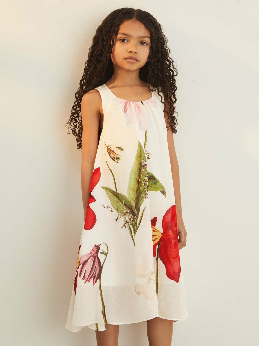 Reiss 9-13 yrs  | NYBG Floral Maxi Dress With Linen in Ivory