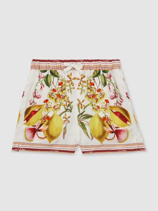 Reiss Affordable - 13-14 yrs  | NYBG Satin Floral-Print Shorts in Ivory