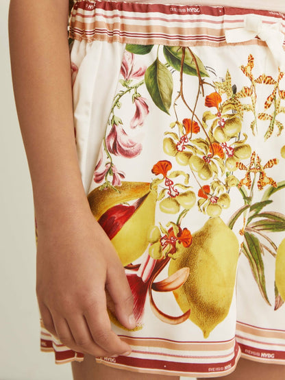 Reiss Affordable - 13-14 yrs  | NYBG Satin Floral-Print Shorts in Ivory