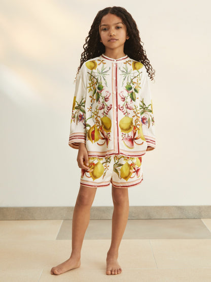 Reiss Sale - 9-13 yrs  | NYBG Satin Floral-Print Shirt in Ivory