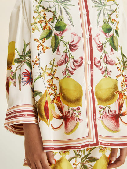 Reiss Sale - 9-13 yrs  | NYBG Satin Floral-Print Shirt in Ivory