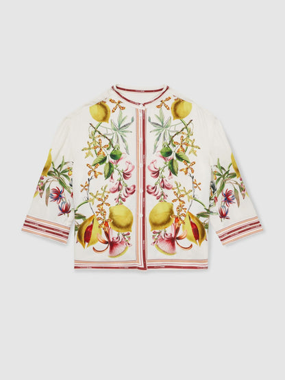 Reiss Deal - 4-9 yrs  | NYBG Satin Floral-Print Shirt in Ivory