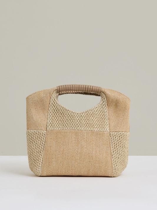 Reiss Deal - Raffia Patchwork Clutch Bag in Natural