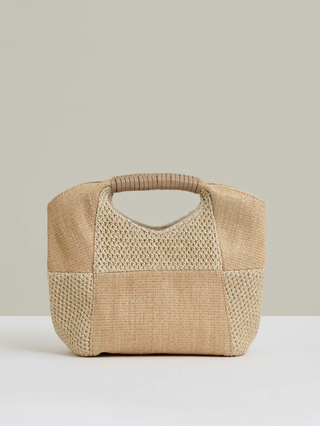 Reiss Deal - Raffia Patchwork Clutch Bag in Natural