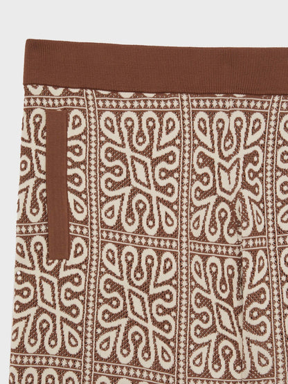 Reiss Sale - Tile Pattern Knit Shorts in Brown/White